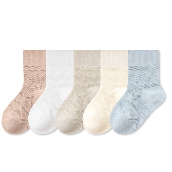 Grip Socks Pilates Children's Solid Color Mesh Short Socks Toes Home No Show Socks Girls Blue XL