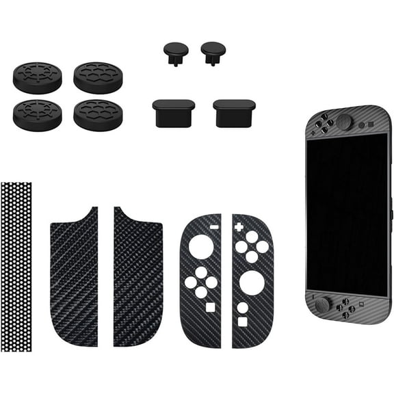 Grip Sticker Skin Compatible with Switch 2, Game Console Dust Wrap Protection Kit with Dust Plugs, Left & Right Joycon Stickers, Silicone Rocker Caps
