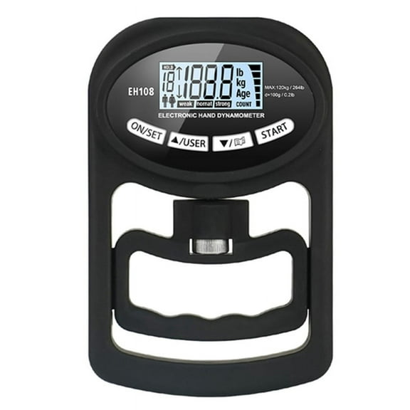 Grip Strength Tester 265Lbs/120Kg Digital Hand Dynamometer Grip Strength Meter USB LCD Screen, Black