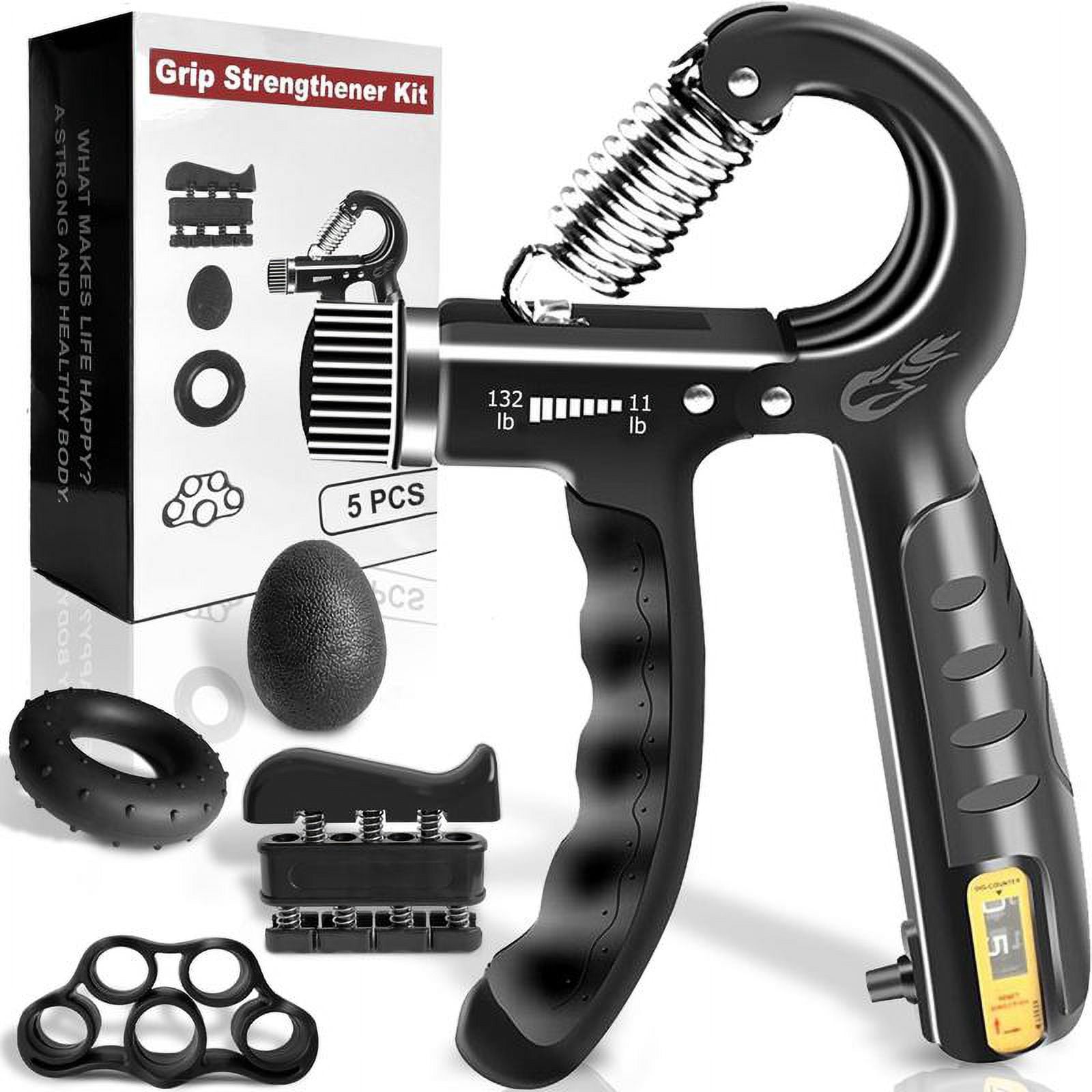 SUCITY Adjustable Hand Grip Strengthener Kit - 5-60kg Resistance, Finger Stretcher & Smart Counter