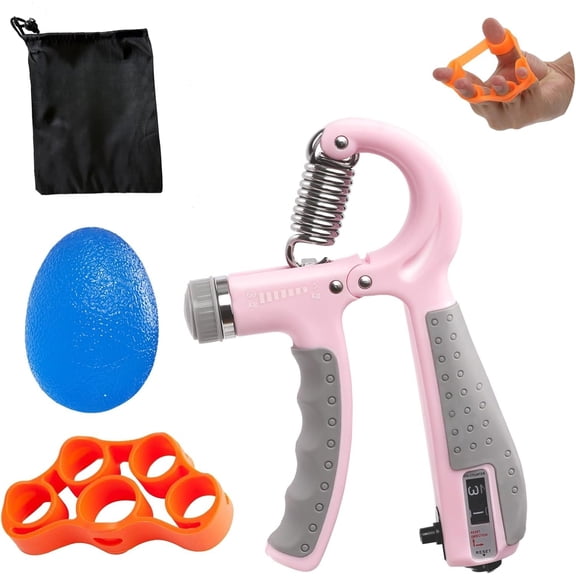 Grip Strength Trainer Kit with Adjustable Resistance 10 - 132 Lbs, Forearm Exerciser, Finger Stretcher, Ball, Forearm Strengthener for Workout wuth Storage Bag, Building and