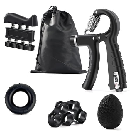 Grip Strength Trainer Kit with Counter, Adjustable Resistance 10 to 132lbs Hand Gripper, Hand Extension Exerciser and Forearm Workout Ring for Muscle Building and Injury Recover(6 Pack)