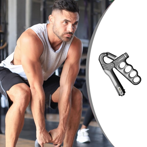 Grip Strength Trainer With Adjustable Resistance Hand Grip Strengthener Electronic Counting Hand Gripper For Strength Training Recovery(Grey-16X11Cm)