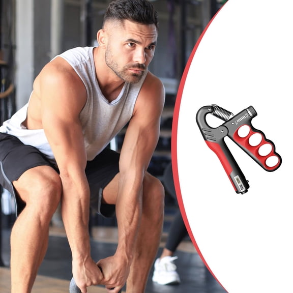 Grip Strength Trainer With Adjustable Resistance Hand Grip Strengthener Electronic Counting Hand Gripper For Strength Training Recovery(Red-16X11Cm)