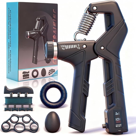 Grip Strengtheners 5-Pack, Adjustable Hand Gripper Set (11-220 lbs), Heavy Duty Forearm & Finger Strength Trainer for Building, & Gym Workout Equipment