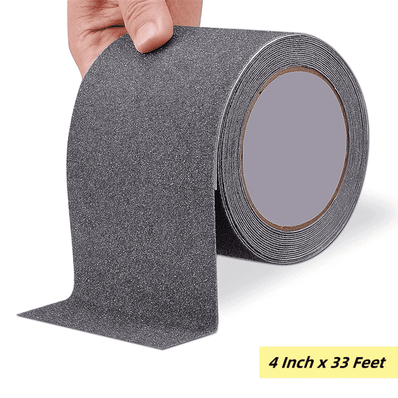 Grip Tape, Heavy Duty Anti Slip Tape for Stairs Outdoor/Indoor Waterproof 4" x 33 ft, Safety Non-Slip Roll for Stair Step Traction Treads Stair Non Slip Strips Grey