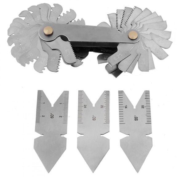 Grip Thread Pitch Gauge ,Screw Thread Pitch Gauge of 52 Leaves 2pcs Center Gauges Tool Set