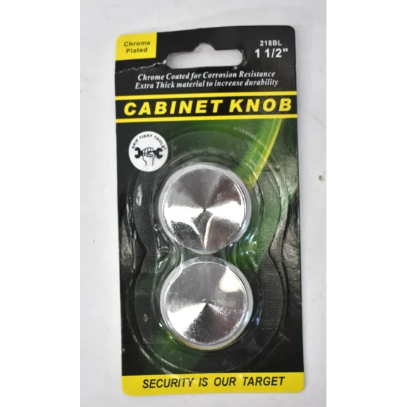 Grip Tight Tools 1-1/2" Chrome Plated Round Cabinet Knobs 2 Pack 218Bl