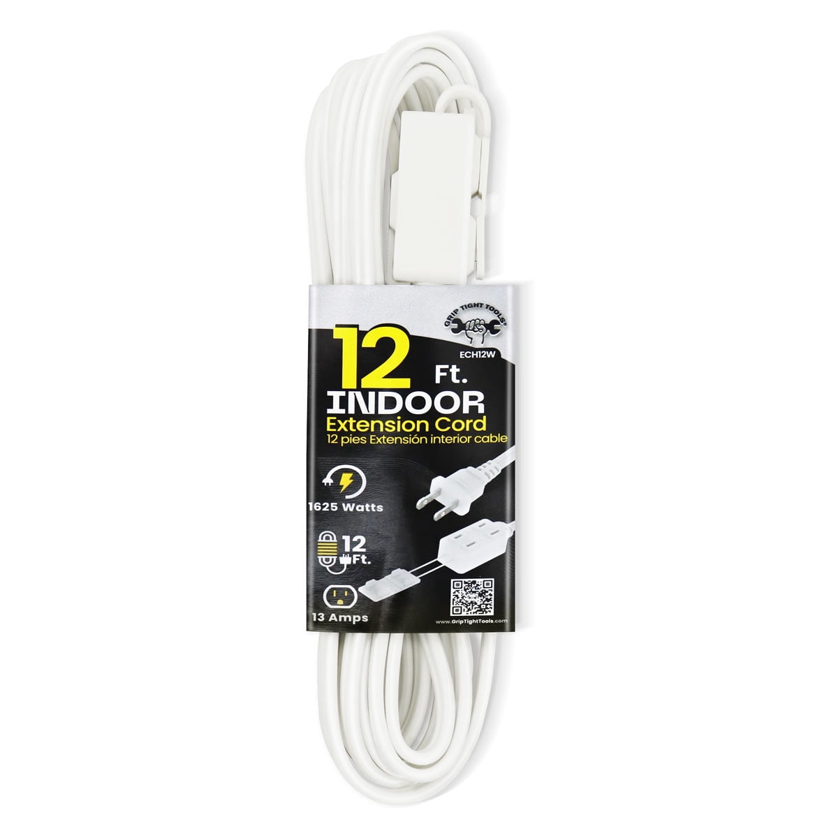 Grip Tight Tools® 12 FT Household Extension Cord, 16-2 SPT, White