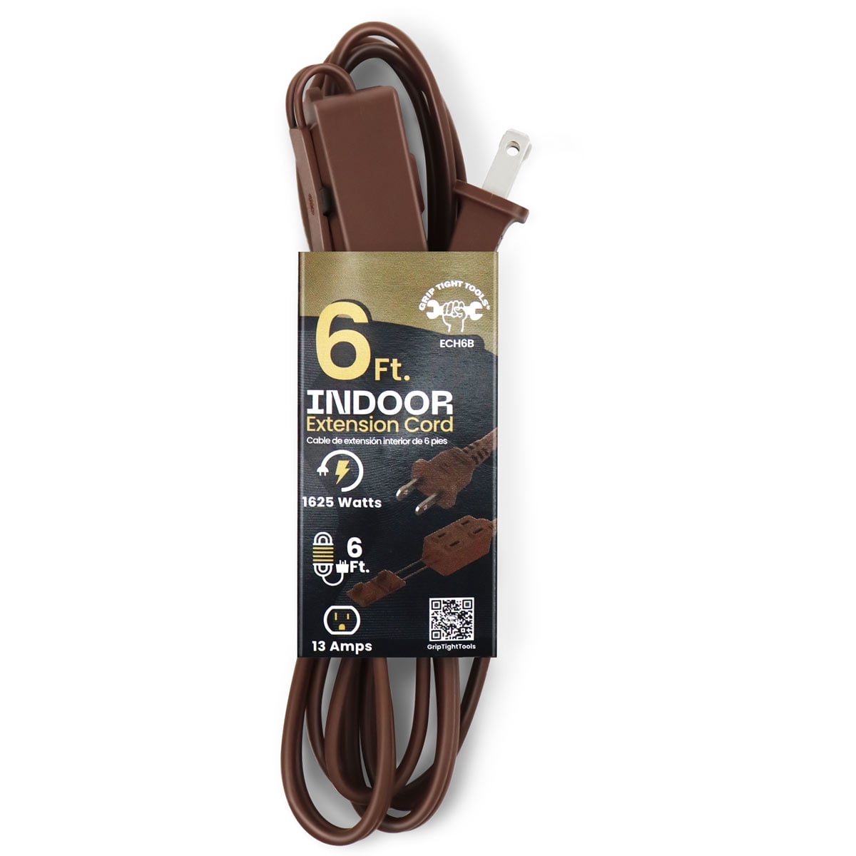 Grip Tight Tools® 6 FT Household Extension Cord, 16-2 SPT, Brown