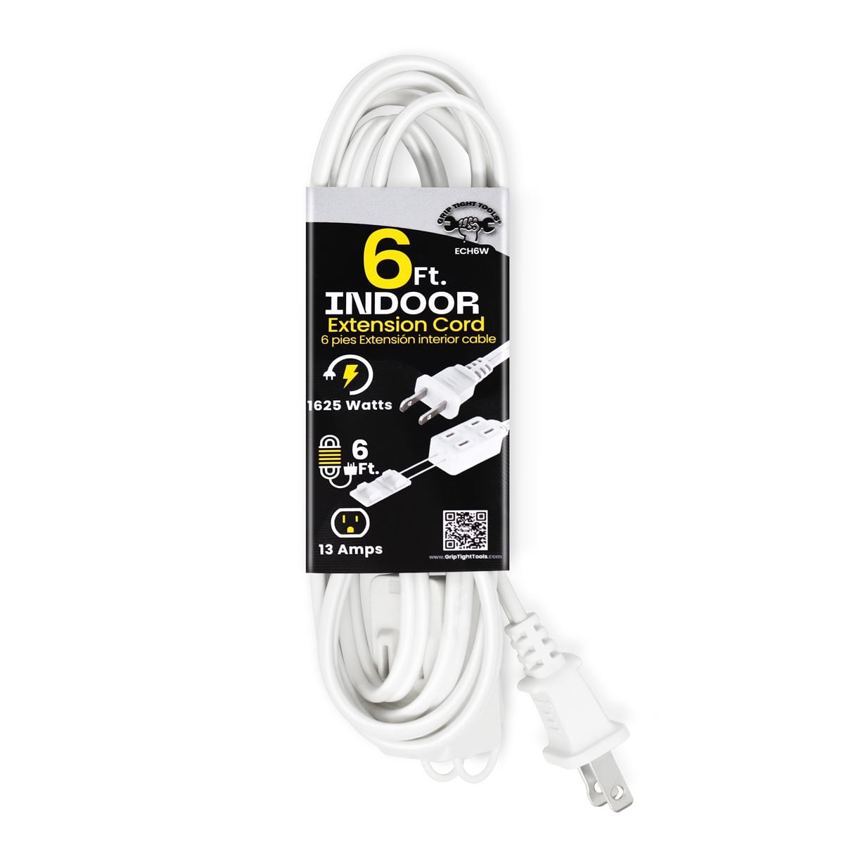 Grip Tight Tools® 6 FT Household Extension Cord, 16-2 SPT, White
