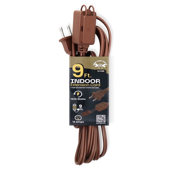 Grip Tight Tools 9 FT Household Extension Cord, 16-2 SPT, Brown
