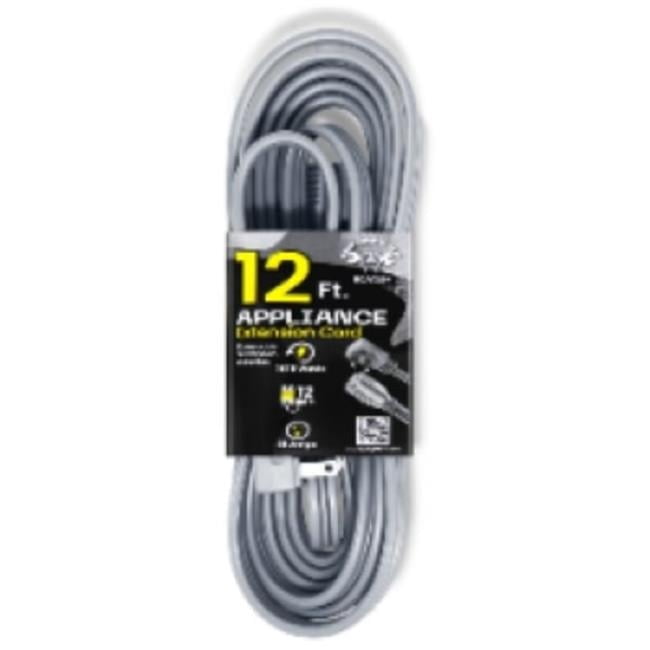 Grip Tight Tools® 12 FT Appliance Extension Cord, 14-3 SPT, Grey