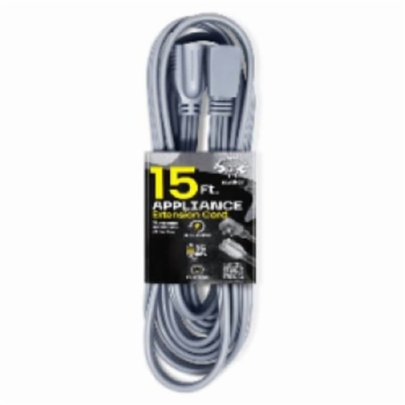 Grip Tight Tools® 15 FT Appliance Extension Cord, 14-3 SPT, Grey