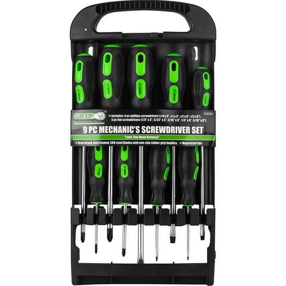 Grip Tools 63090 9 Piece Mechanic's Screwdriver Set