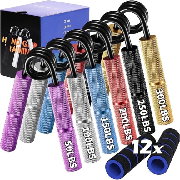 Grip  Trainer Set - 6 Pack Adjustable Hand Grippers with Non-slip Handles for Forearm,Wrist,Finger -ener Kit for ,Rehab and Athletes