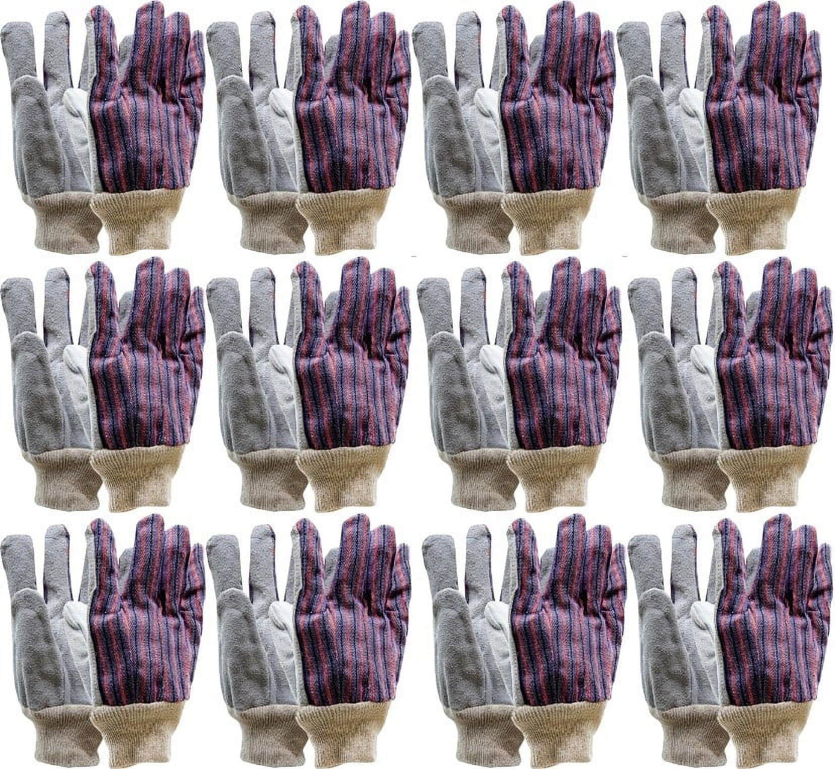 Grip-USA Palm Safety Unisex Working Gloves, Large, 12 Pairs, Leather Gray