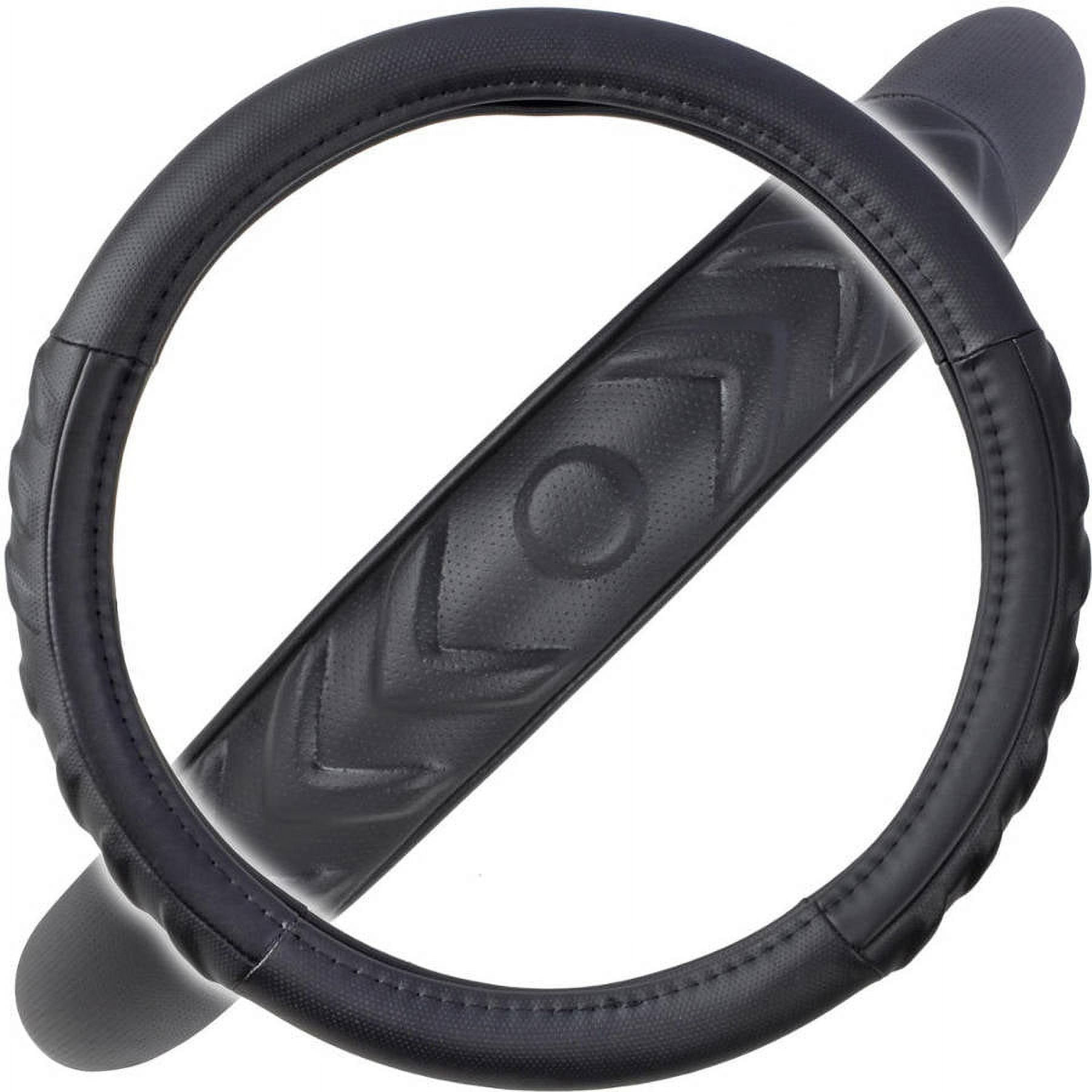 GripDrive Pro Ridged Cushion Grip Synthetic Leather Car Steering Wheel