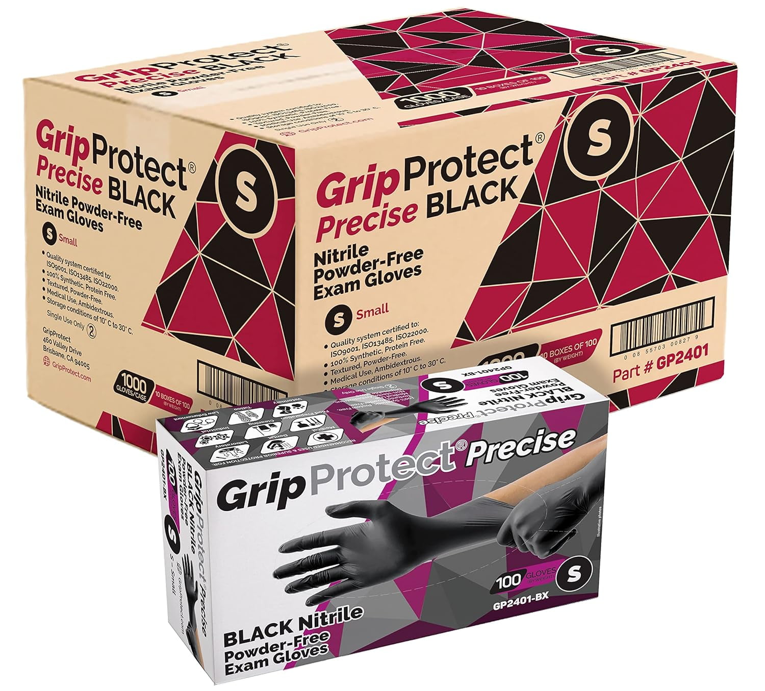 GripProtect® Precise Black Nitrile Exam Gloves 4 Mil ChemoRated