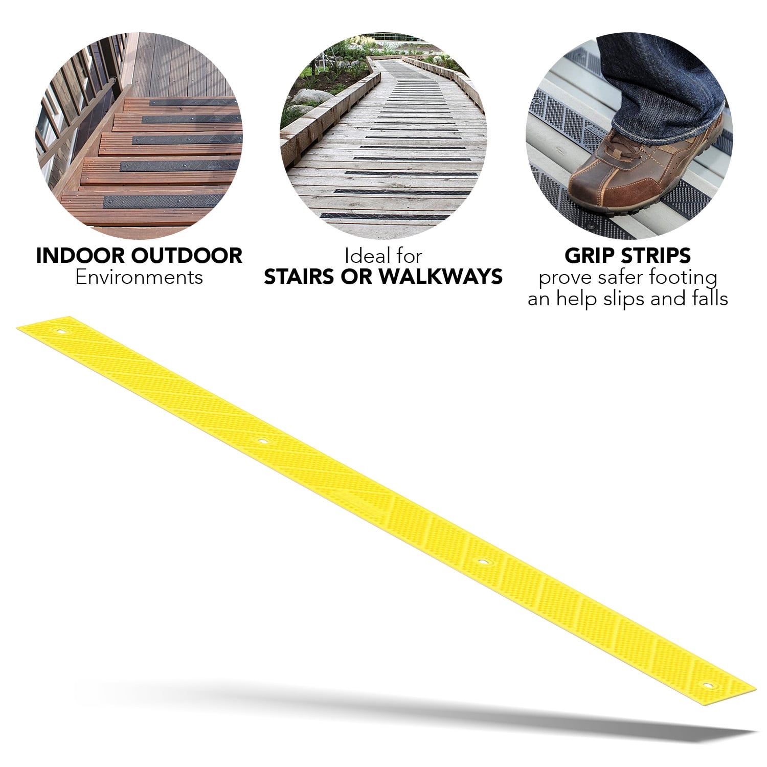 GripStrips AntiSlip Treads 8 Pack, Hi Viz Yellow (32" x 2