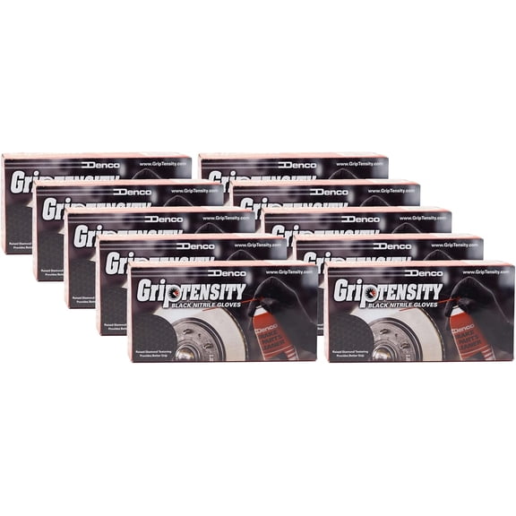 Denco Griptensity Commercial Grade Nitrile Gloves, Black, 7MIl, Diamond Texture, XXL, 10 Boxes