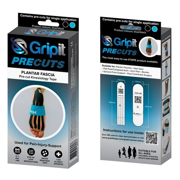 Gripit PRECUT, Plantar Fasciitis, Blue/Black