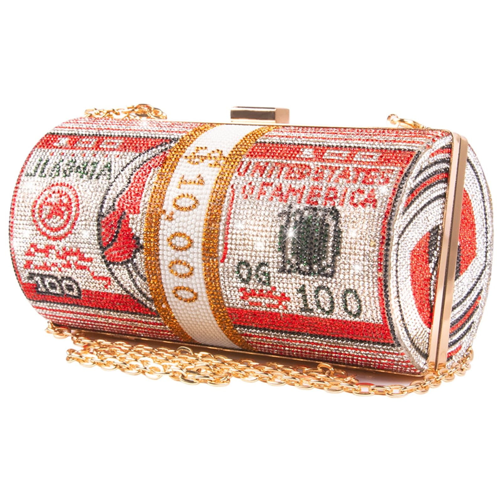 10K Yellow Gold Diamond Money Bag 100 Dollar Stacks Pendant 1.85