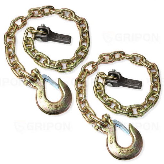 Gripon (Pack of 2) 35-Inch Grade 70 Trailer Safety Chain with 3/8inch ...