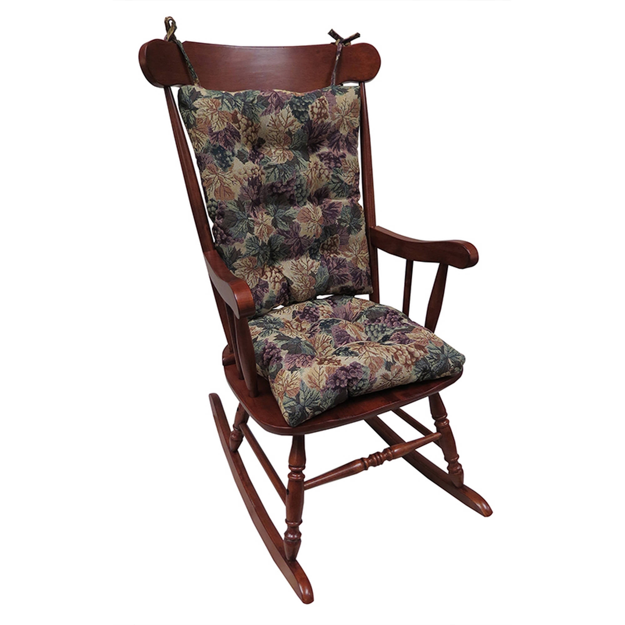 Cabernet Patterned Cotton and Polyester Rocking Chair Cushion Set