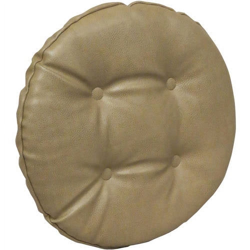 Taupe Faux Leather Tufted Non-Slip Barstool Cushions, Set of 2