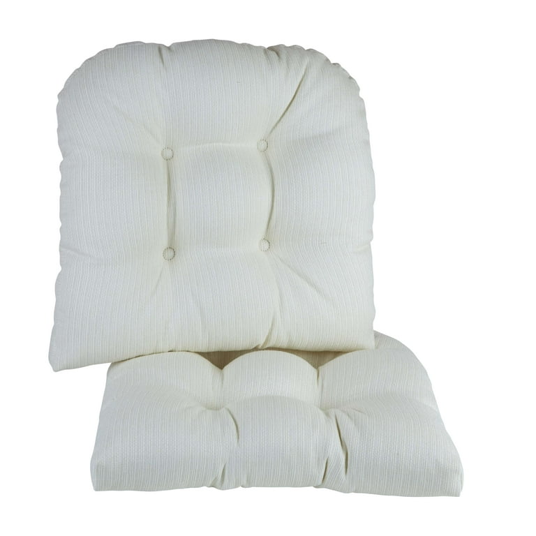 Gripper 15 x 16 Non-Slip Omega Tufted Chair Cushions Set of 2 - White