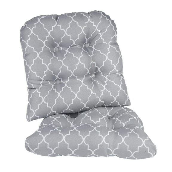Gripper Non-Slip 15" x 15" Trellis Tufted Universal Chair Cushions, Set of 2