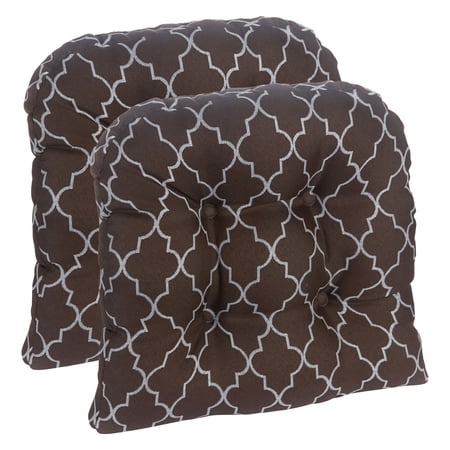 Gripper Non-Slip 15" x 15" Trellis Tufted Universal Chair Cushions, Set of 2