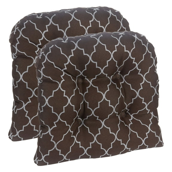 Gripper Non-Slip 15" x 15" Trellis Tufted Universal Chair Cushions, Set of 2