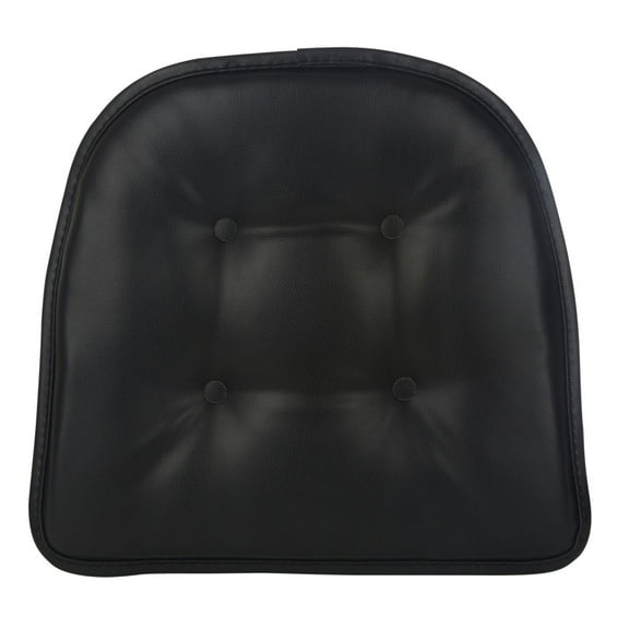 Gripper Non Slip 15" x 16" Faux Leather Black Chair Cushion