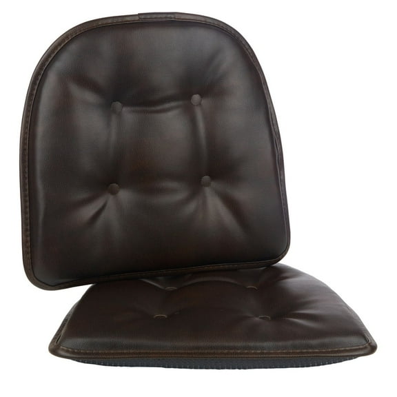 Gripper Non Slip 15" x 16" Faux Leather Tufted Chair Cushions, Set of 2