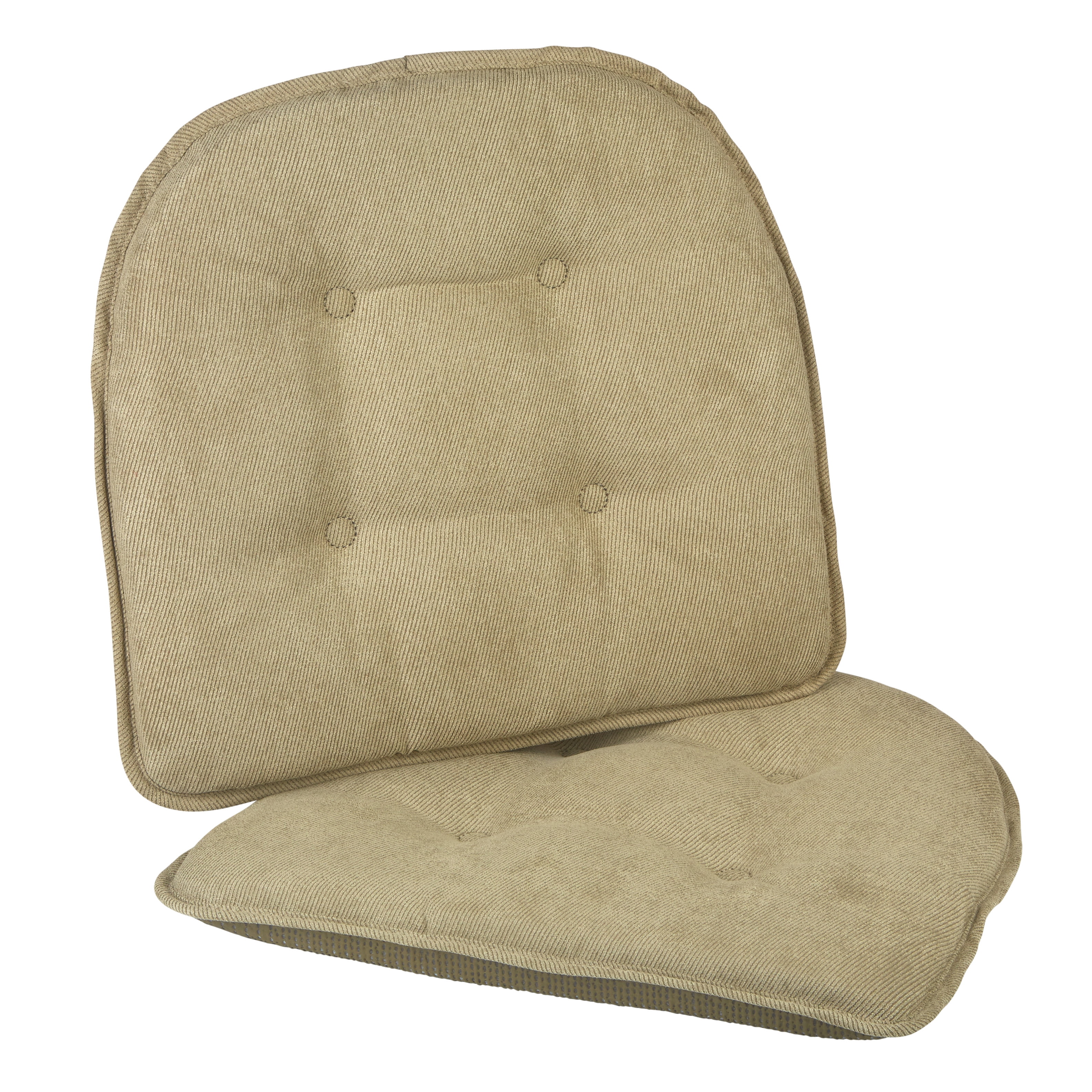 Gripper NonSlip 15" x 16" Twillo Tufted Chair Cushion Set, Set of 2