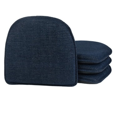 Gripper Non-Slip 15" x 16" Vienna Chenille Blue Chair Cushions, Set of 4