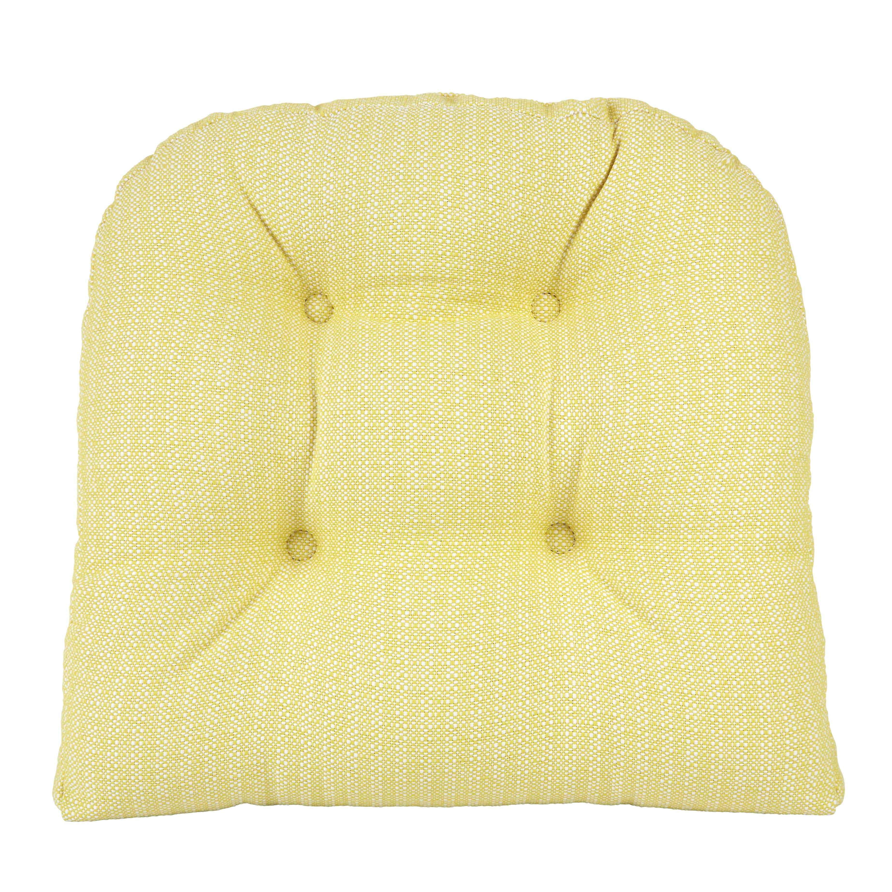 Gripper 17 x 17 Non-Slip Large Omega Tufted Chair Cushions Set of 2 -  Yellow