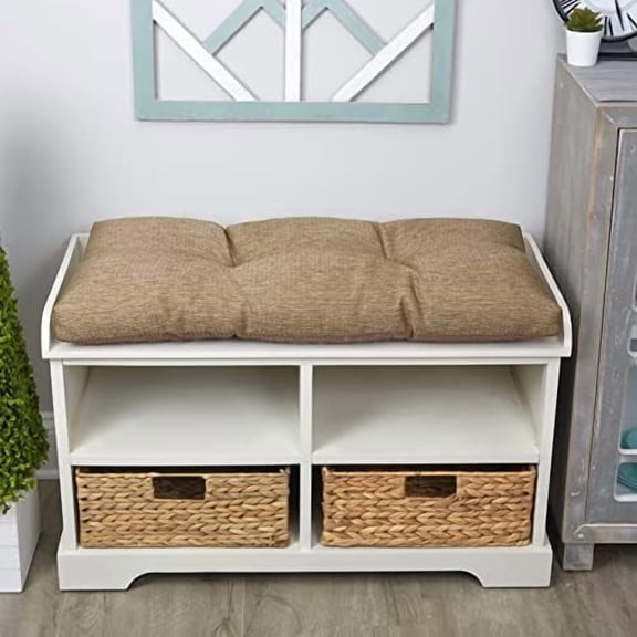 The Gripper Non-Slip Tufted Bench Cushion for Indoor Furniture, Assembled in USA, Entryway Storage, Bay Window, Corner Nook or Piano Seat, 30 Inches, Solid Gold