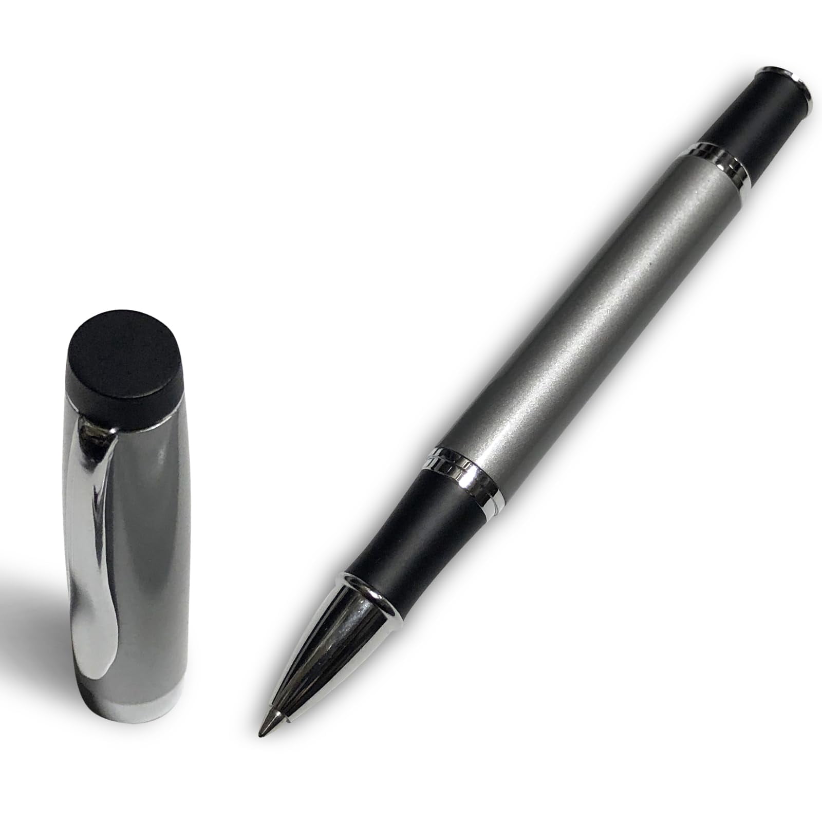 Gripper Rollerball Pen - Silver with Anti Slip Grip (Budget Friendly Pen)