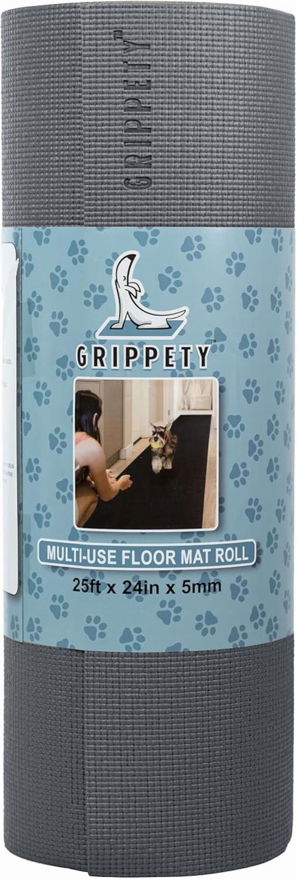 Grippety Slip-Resistant Floor Mat Roll & Yoga Mat – 25ft x 24" x 5mm – Cut-to-Fit Hallway Runner, Kitchen Mat, Drawer Liner, Shelf Liner, Bench Mat, Washable Pet Crate Pad, Cabinet Liner – Charcoal