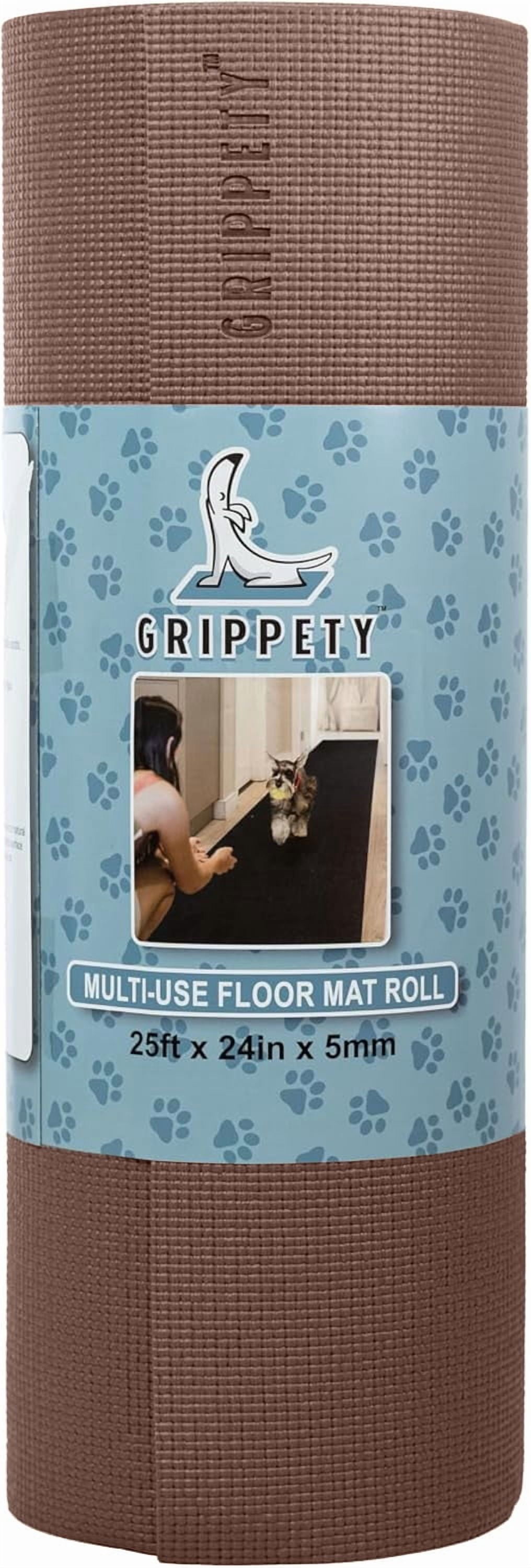 Grippety Slip-Resistant Floor Mat Roll & Yoga Mat – 25ft x 24" x 5mm – Cut-to-Fit Hallway Runner, Kitchen Mat, Drawer Liner, Shelf Liner, Bench Mat, Washable Pet Crate Pad, Cabinet Liner – Chocolate