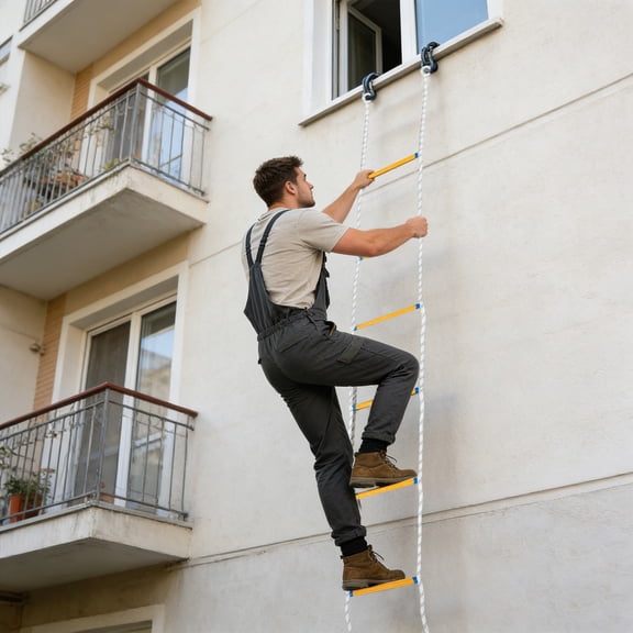 Grippy Rope Ladder, Emergency Fire Escape Ladder with Hooks, Safety Rope Ladder For Emergency Rescue In Hotels, Office Buildings