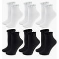 thumbnail image 1 of Grippy Socks Men Women's 6-Pack Solid Color Breathable Double Needle Socks Frilly Socks Women Dark Gray One Size, 1 of 3