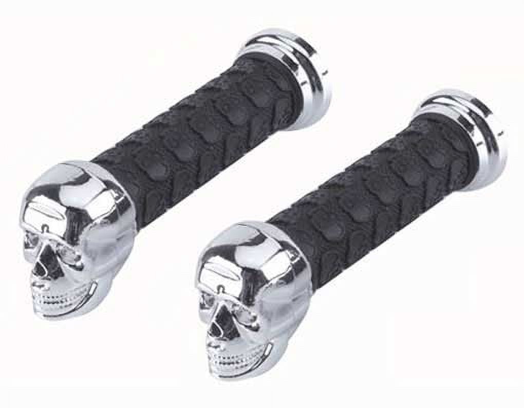 Grips Big Skull Black/Chrome. Bike grips, bicycle grips, lowrider grips