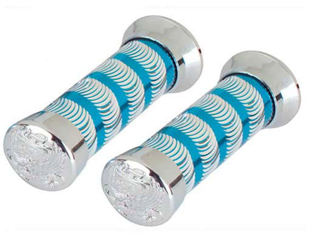 Grips Swirl Blue/Chrome 9518 Eagle. Bike grips, bicycle grips, lowrider