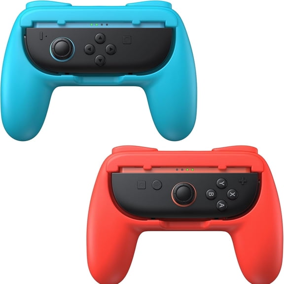 Controller Grips for Nintendo Switch 2 - Wear-Resistant & Anti-Slip Handle Kit Gamepad Holder Accessories-Red Blue
