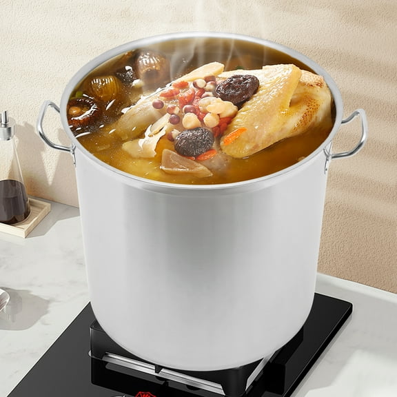 Griptix 100QT Stainless Steel Pot Restaurant Kitchen Cooking Stewing Column Pot w Lid