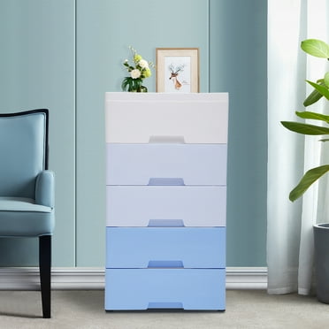 Griptix 5 Tier Dresser with 6 Drawers, Clothes Storage Organizer, Cabinet Tall Dresser for Office Home Bedroom Hallway, Closet Plastic Drawer Furniture